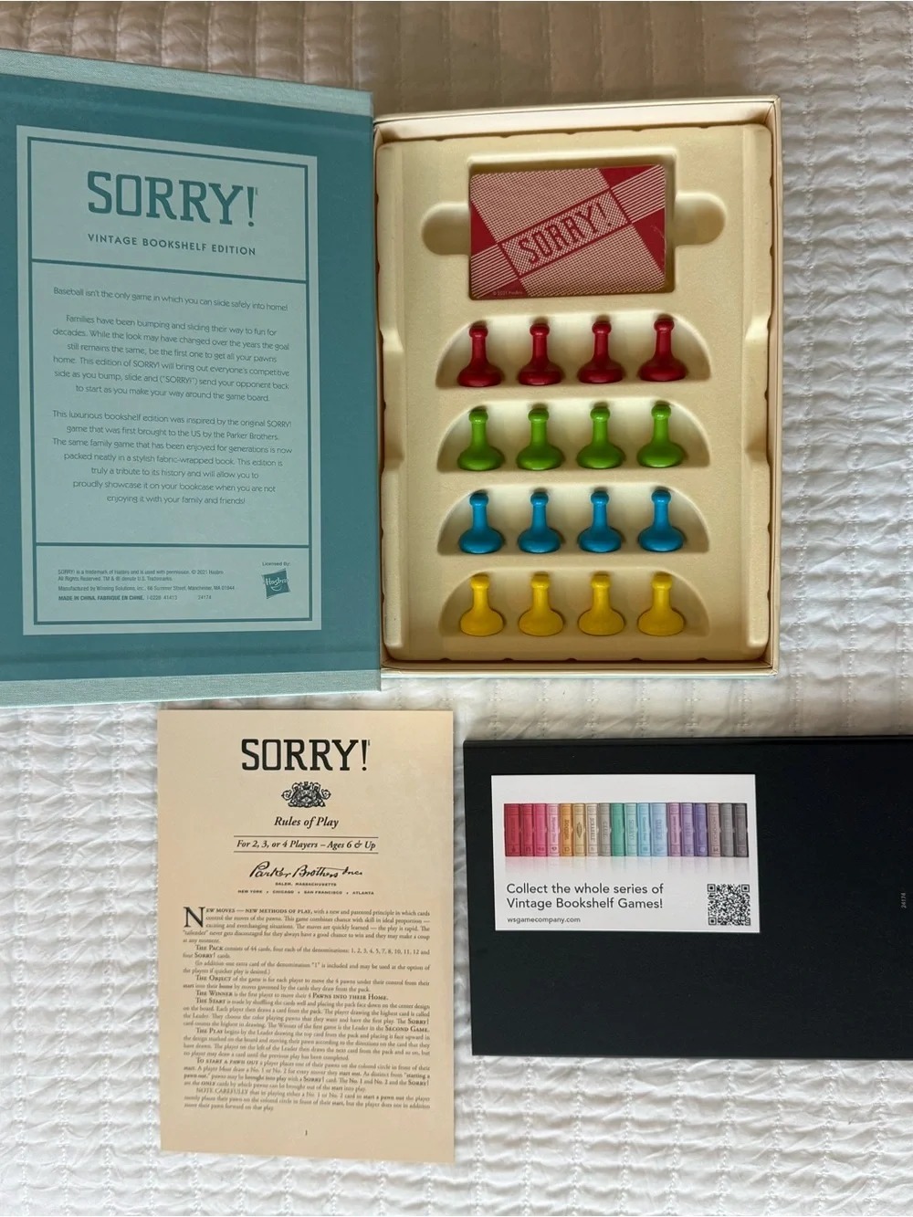 Sorry! Vintage Bookshelf Edition Board Game New Never Used